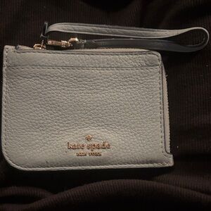 kate spade light blue pebbled leather wristlet wallet